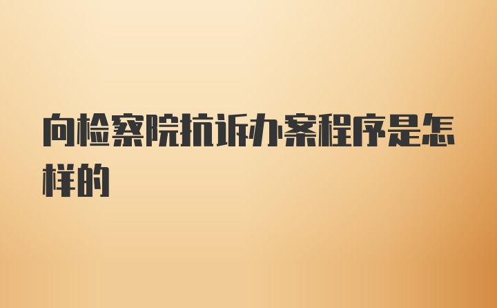 向检察院抗诉办案程序是怎样的