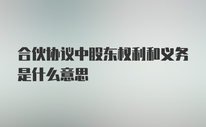 合伙协议中股东权利和义务是什么意思