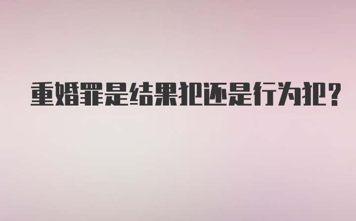 重婚罪是结果犯还是行为犯?