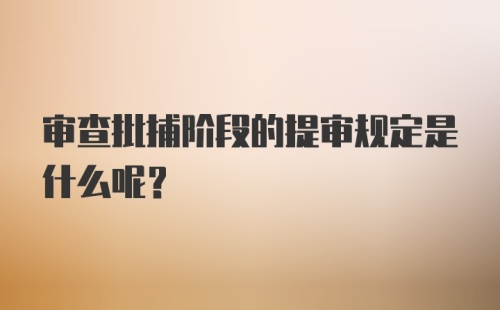 审查批捕阶段的提审规定是什么呢？