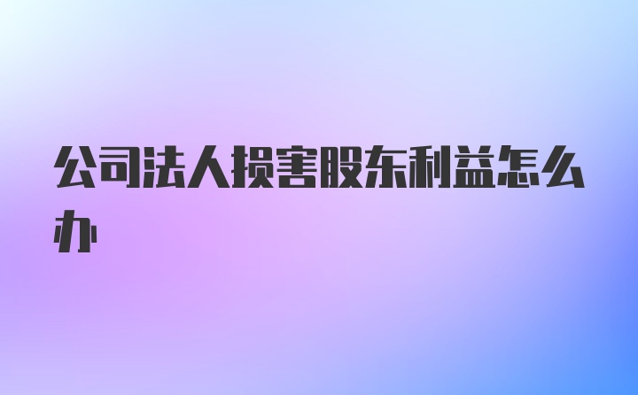 公司法人损害股东利益怎么办