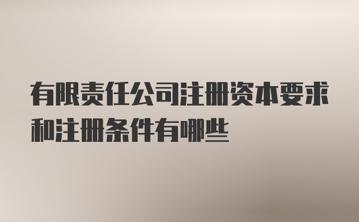 有限责任公司注册资本要求和注册条件有哪些