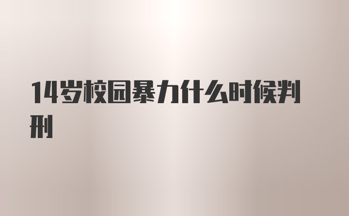 14岁校园暴力什么时候判刑