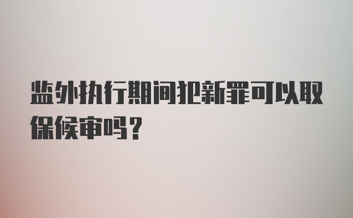 监外执行期间犯新罪可以取保候审吗？