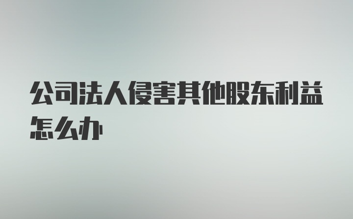 公司法人侵害其他股东利益怎么办