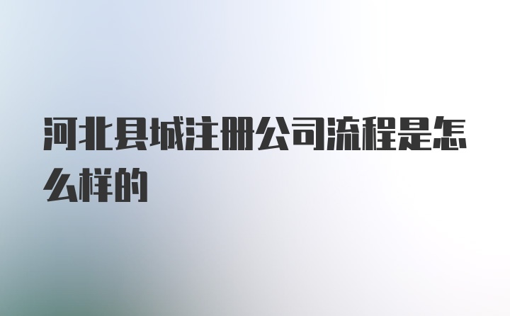 河北县城注册公司流程是怎么样的
