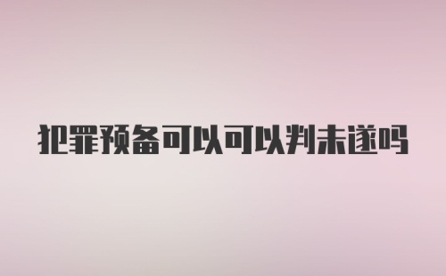 犯罪预备可以可以判未遂吗