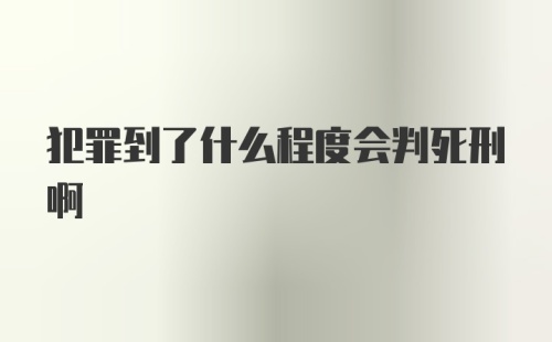 犯罪到了什么程度会判死刑啊