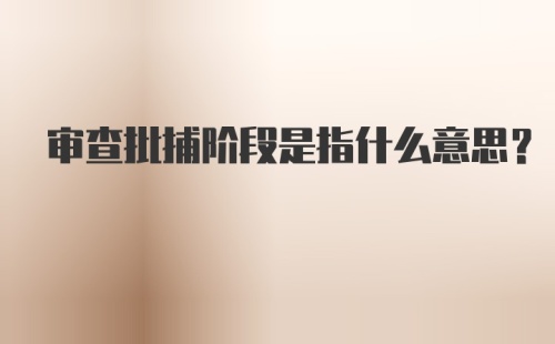 审查批捕阶段是指什么意思？