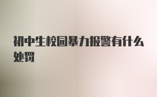 初中生校园暴力报警有什么处罚