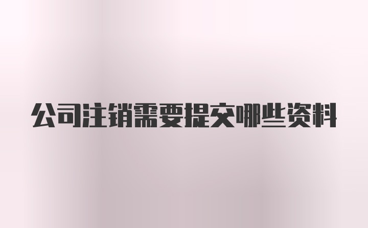 公司注销需要提交哪些资料