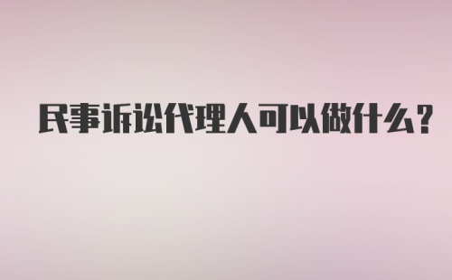 民事诉讼代理人可以做什么？