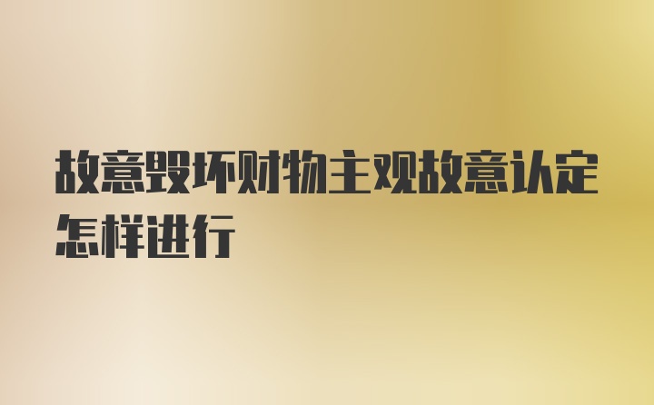 故意毁坏财物主观故意认定怎样进行