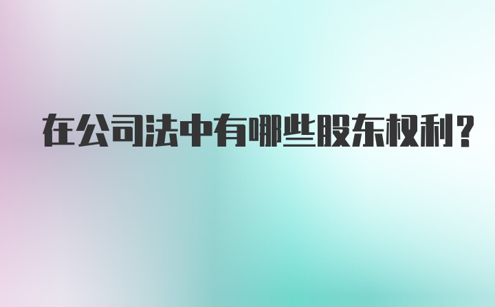 在公司法中有哪些股东权利？