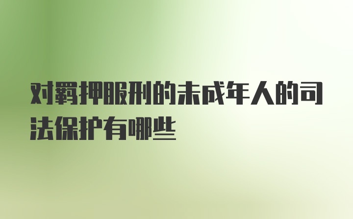 对羁押服刑的未成年人的司法保护有哪些