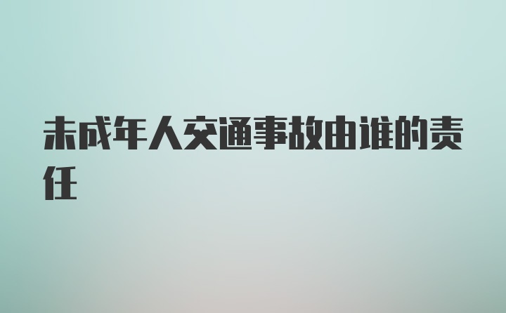 未成年人交通事故由谁的责任