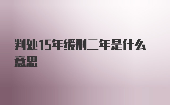 判处15年缓刑二年是什么意思