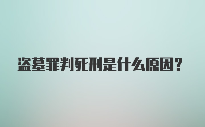 盗墓罪判死刑是什么原因？