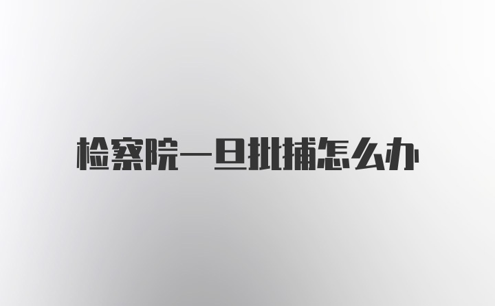 检察院一旦批捕怎么办