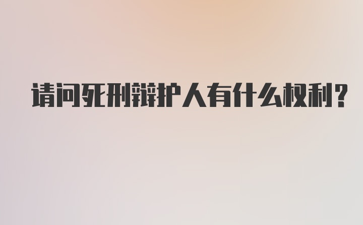 请问死刑辩护人有什么权利?