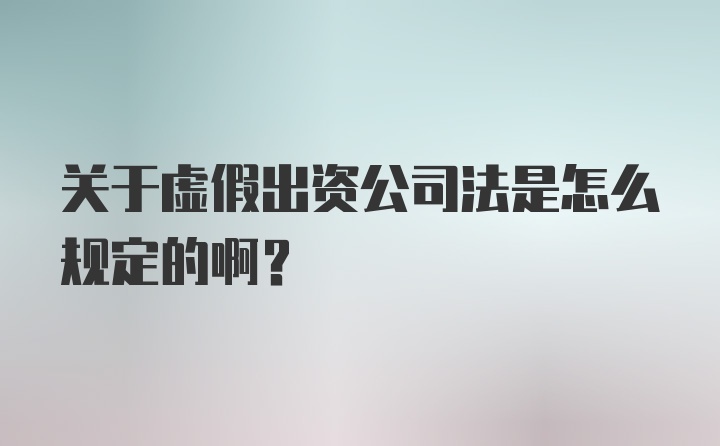 关于虚假出资公司法是怎么规定的啊？