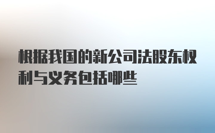 根据我国的新公司法股东权利与义务包括哪些