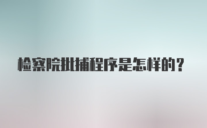 检察院批捕程序是怎样的？