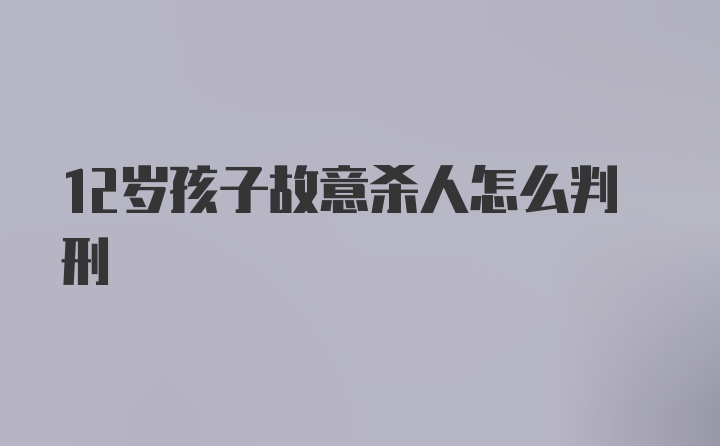 12岁孩子故意杀人怎么判刑