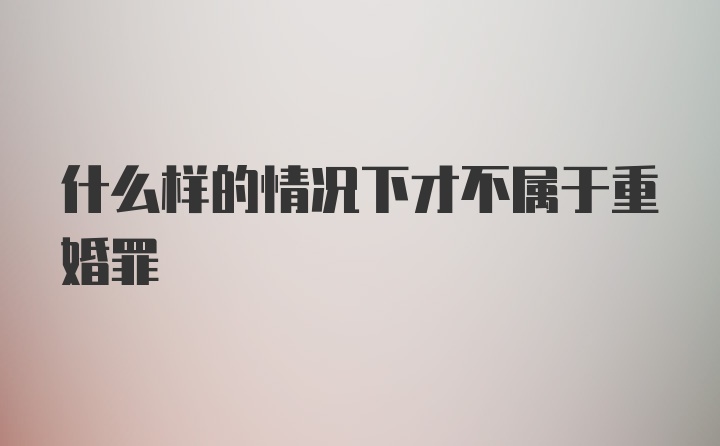 什么样的情况下才不属于重婚罪