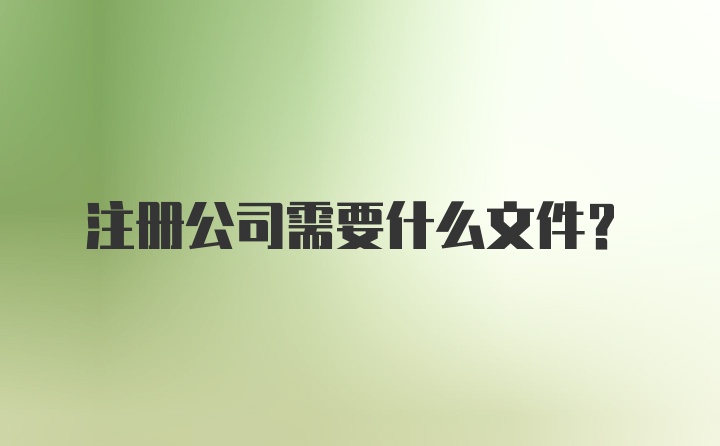 注册公司需要什么文件?