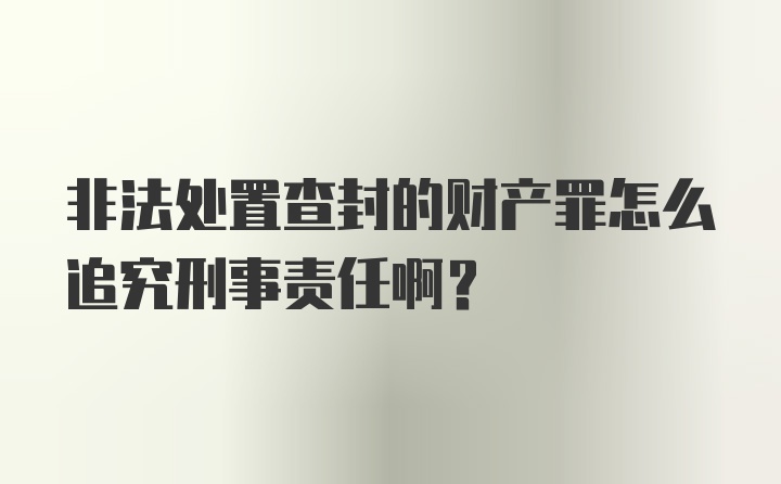 非法处置查封的财产罪怎么追究刑事责任啊?