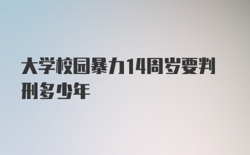 大学校园暴力14周岁要判刑多少年