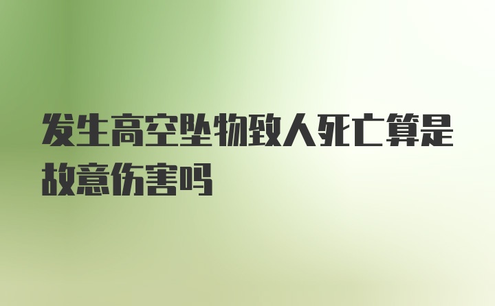 发生高空坠物致人死亡算是故意伤害吗