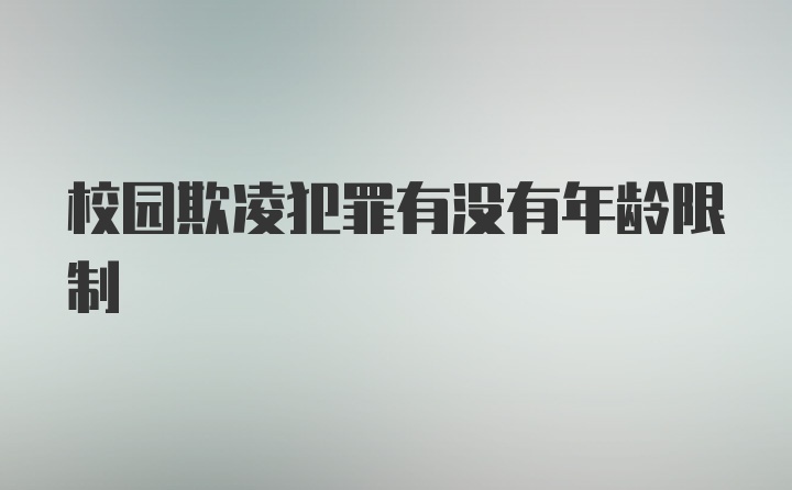 校园欺凌犯罪有没有年龄限制