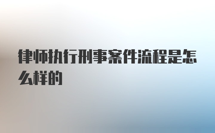 律师执行刑事案件流程是怎么样的