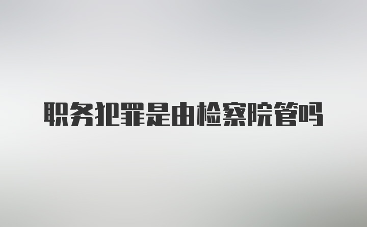 职务犯罪是由检察院管吗