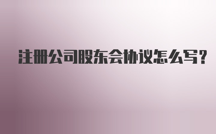 注册公司股东会协议怎么写？