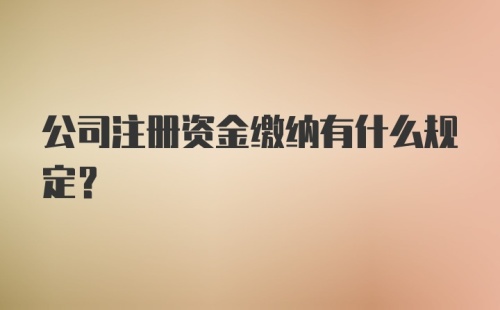 公司注册资金缴纳有什么规定？