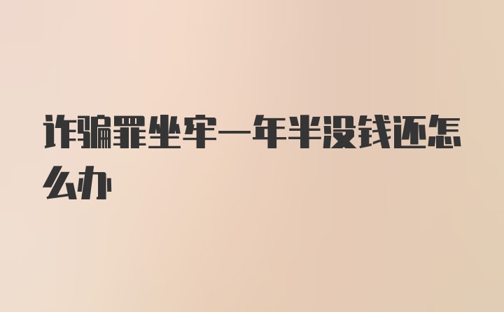 诈骗罪坐牢一年半没钱还怎么办