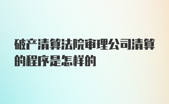 破产清算法院审理公司清算的程序是怎样的