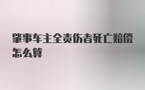 肇事车主全责伤者死亡赔偿怎么算