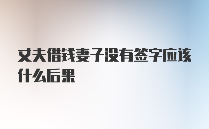 丈夫借钱妻子没有签字应该什么后果