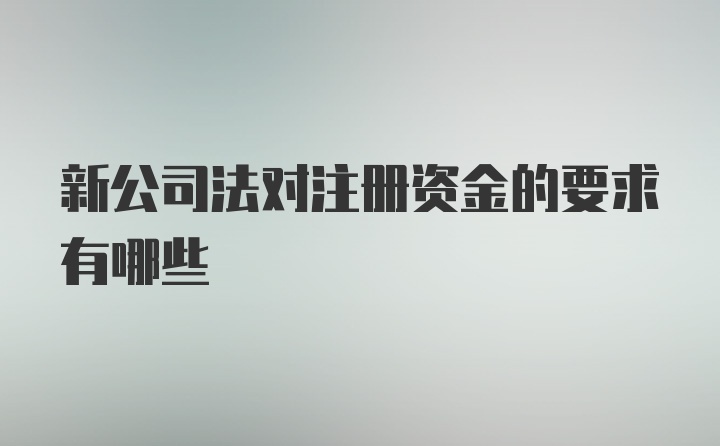 新公司法对注册资金的要求有哪些