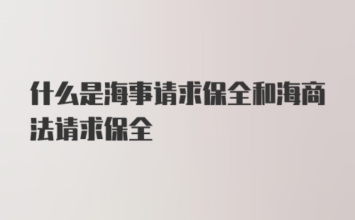 什么是海事请求保全和海商法请求保全