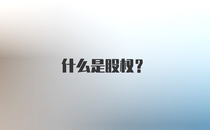 什么是股权？