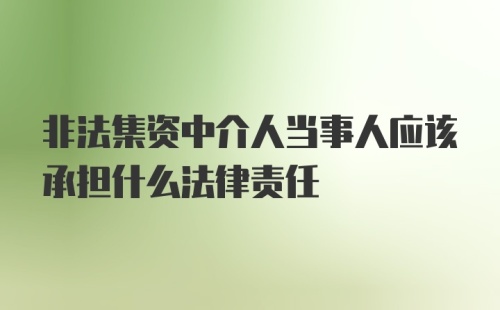 非法集资中介人当事人应该承担什么法律责任