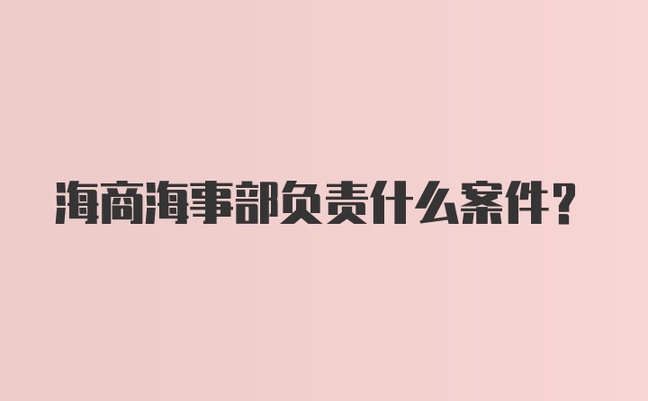 海商海事部负责什么案件？