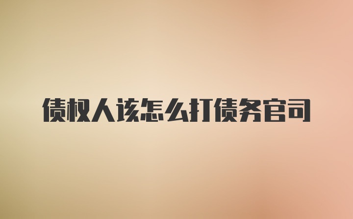 债权人该怎么打债务官司