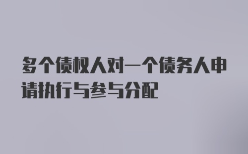 多个债权人对一个债务人申请执行与参与分配