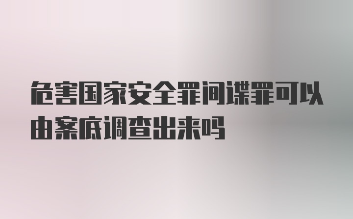 危害国家安全罪间谍罪可以由案底调查出来吗